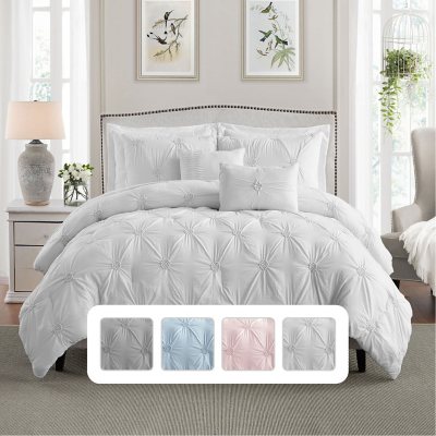 Home Collection Premium Ultra Soft 3 Piece Pinch Pleat Duvet Cover Set, Full/Queen - Gray