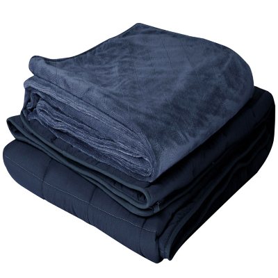 Quility Premium Weighted Blanket with Soft Cotton Cover, 60x80, 20 lbs,  Navy Blue