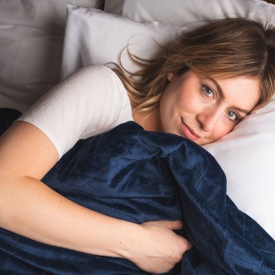 Weighted Blanket With Removable Cover -15 lbs Navy:- Navy, 15 lbs