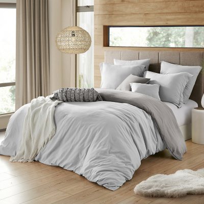Swift Home Modern Prewashed Crinkle Reversible Duvet Cover Set- Twin/Twin XL Silver/Grey:- Silver/Grey, Twin/Twin XL