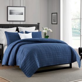Crinkle Enzyme Wash Quilted Coverlet/Bedspread (Assorted Sizes and Colors)