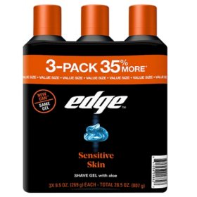 Edge Sensitive Skin Shaving Gel for Men, 9.5 oz., 3 pk.