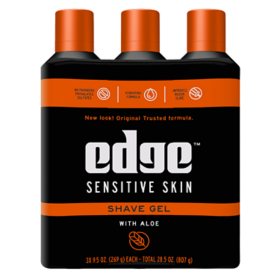 Edge Sensitive Skin Shaving Gel for Men, 9.5 oz., 3 pk.