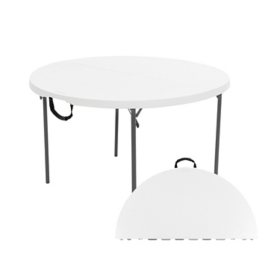 Lifetime 48" Fold-in-Half Round Commercial Grade Table, White Granite 