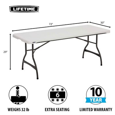 Lifetime 6' Commercial Grade Stacking Folding Table, Assorted Colors