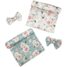 Toby Fairy 4-Piece Headband and Wrap Set, 0-6 Months (Choose Your Color)