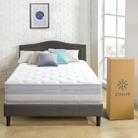 Zinus Night Therapy Set Spring 14” Green Tea Cooling Gel Memory Foam Hybrid Queen Mattress and BiFold Box Spring