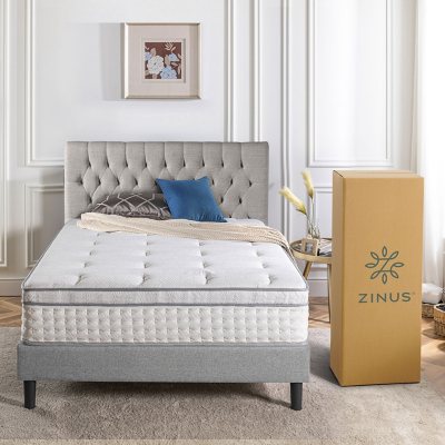 Zinus 13 inch euro top pocket spring hybrid on sale mattress review