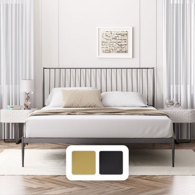 Zinus Night Therapy Harper 41" Metal Platform Bed Frame, Black, Queen:- Queen, Black