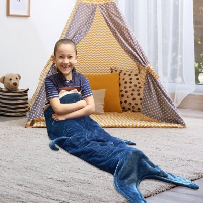 Kids 5 lb. Shark Fishtail Weighted Blanket Gray or Navy Sam s Club