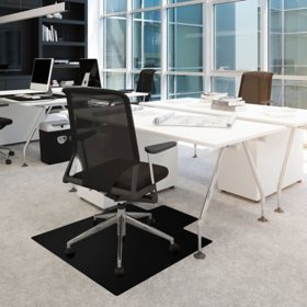 Cleartex Advantagemat Black PVC Rectangle Chair Mat For Carpet - 36" x 48"