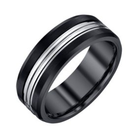 Men's 8mm Black and Grey Tungsten Band