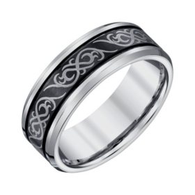 Men's 9mm Black and Grey Tungsten Band