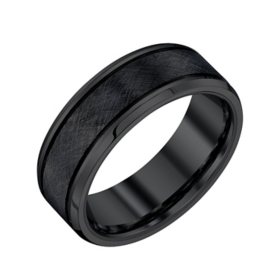 Men's 8mm Men's Black Tungsten Textured Band