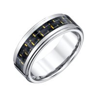 Men's 8mm Tungsten Wedding Band with Red Carbon Fiber