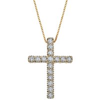 0.71 CT. T.W. Diamond Cross Pendant in 14K Gold