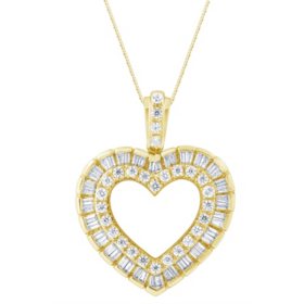 0.96 CT. T.W. Diamond Heart Pendant in 14K Yellow Gold