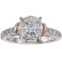 0.96 CT. T.W. Diamond Engagement Ring in 14K White and Rose Gold