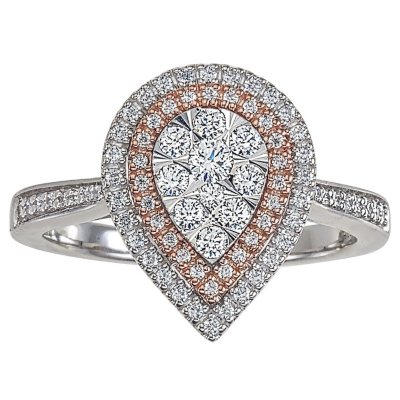 0.46 CT. T.W. Diamond Pear Shaped Ring in 14 White and Rose Gold - Sam ...