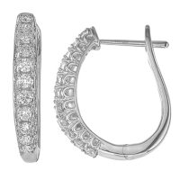 0.48 CT. T.W. Diamond Hoop Earrings in 14K Gold