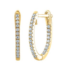 0.23 CT. T.W. Diamond Hoop Earrings in 14K Gold