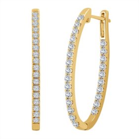1.96 CT. T.W. Diamond Hoop Earrings in 14K Gold