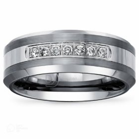 0.20 CT. T.W. Diamond Band in Tungsten and Stainless Steel
