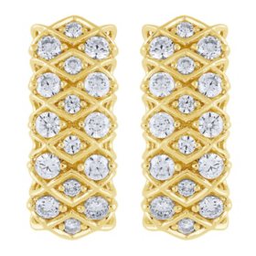 0.96 CT. T.W. Round Cut J Hoop Diamond Earrings in 14K Gold