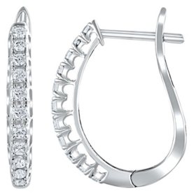 0.46 CT. T.W. Round Cut Diamond Hoop Earrings in 14K Gold