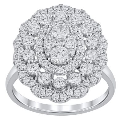 1.46 CT. T.W. Round Cut Diamond Ring in 14K Gold- White Gold, 6:- 6, White Gold