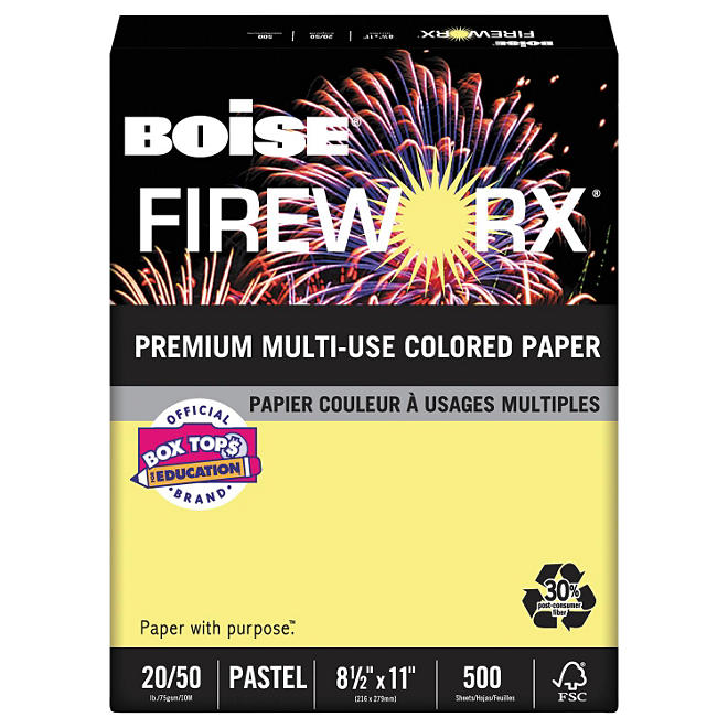 Boise - Fireworx Colored Paper, 20lb, 8-1/2 x 11, 500 Sheet Ream (Choose a Color)