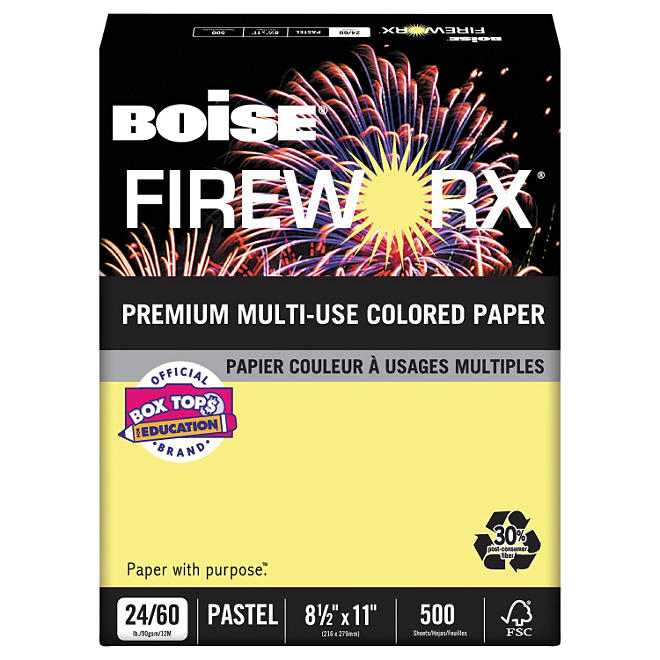 Boise FIREWORX Colored Paper, 24lb, 8-1/2 x 11, 500 Sheet Ream (Choose a Color)