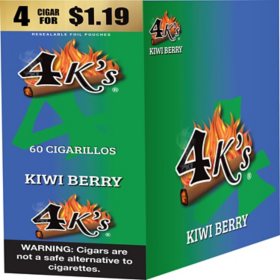 4K's Cigarillo Foil Pouch, Kiwiberry Pre-Priced $1.19 for 4 cigars, 15 pack