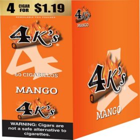 4K's Cigarillo Foil Pouch, Mango Pre-Priced $1.19 for 4 cigars, 15 pack
