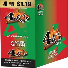 4K's Cigarillo Foil Pouch, Watermelon Pre-Priced $1.19 for 4 cigars, 15 pack