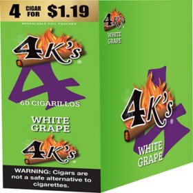 4K's Cigarillo Foil Pouch, White Grape Pre-Priced $1.19 for 4 cigars, 15 pack
