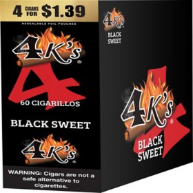 4K's Black Sweet Cigarillos, Pre-Priced 4 for $1.39, 4 ct., 15pk.