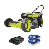 Sun Joe 24V-X2-21LM 48V Cordless Lawn Mower with Batteries, Dual Port Charger