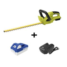 Sun Joe 24V-HT22-MAX 24V Cordless Hedge Trimmer Kit, 22" with 4.0-Ah Battery and Charger