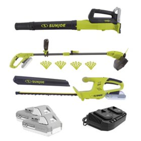 Sun Joe 24V Cordless 3-Tool Garden Combo Kit: Hedger, Trimmer & Leaf Blower