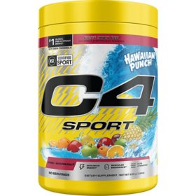 C4 Sport Pre-Workout Powder, Hawaiian Punch Fruit Juicy Red, 1.39 lbs., 50 Servings