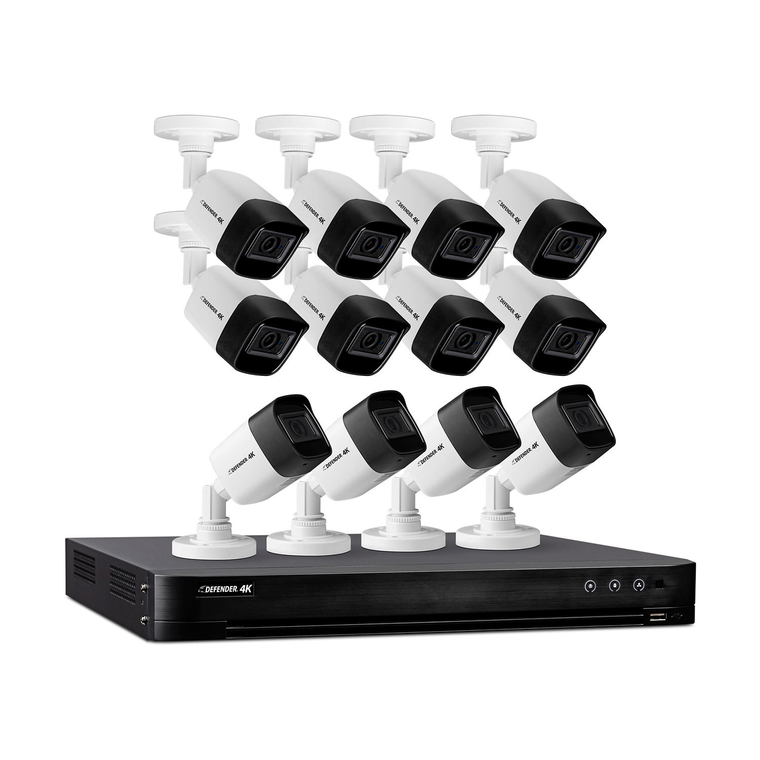 Defender (4k4T16B12) Ultra HD 4K (8MP) 4TB Wired Security Camera System with 12 Night Vision Cameras