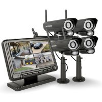 Defender PHOENIXM2  Non-Wi-Fi. Plug-In Power. Security Camera System with 7" LCD Display Monitor, Included 32 GB SD Card and 4 Outdoor/Indoor Night Vision Cameras