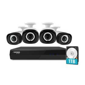 Defender Sentinel 4K Ultra HD POE Wired 1TB NVR Security System With 4 Metal Cameras, Smart Human Detection, Color Night Vision & Mobile App