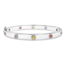 Multi-Color Sapphire Bangle Set in Sterling Silver