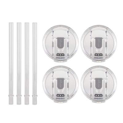 SafeSip Clear Straw Holder Drink Covers 4 Pack reusable, hygienic no spill  lids