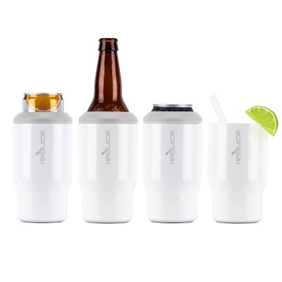  Reduce Can Cooler - 4-in-1 Stainless Steel Can Holder and Beer  Bottle Holder, 4 Hours Cold - The Drink Cooler For 12 oz Slim Cans, Regular  Cans, Bottles and Mixed Drinks 