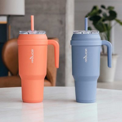 Reduce 2pk 50oz Cold1 Soft Grip Tumbler with Handle & Straw (Clay & Slate)