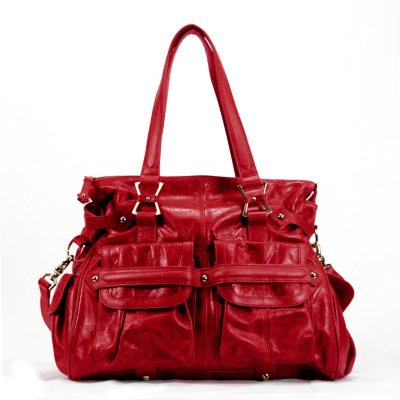 O-T Ruby Red Genuine Leather Handbag