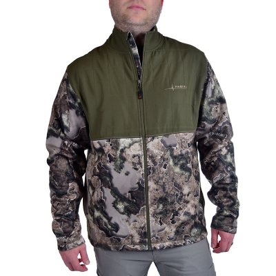 Men's Charcoal Grey Camo Print Outdoors Zip-Through Borg Fleece